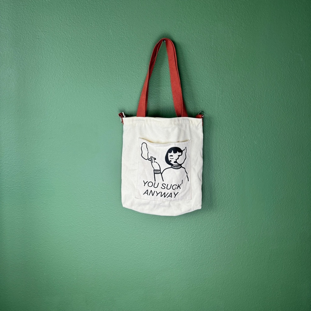 Beige Canvas Tote Bag Lightweight, Detachable Shoulder Strap - Picture 2 of 3